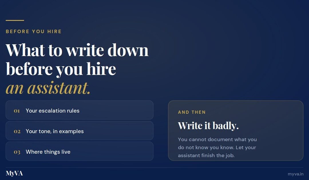 What to write down before you hire an assistant
