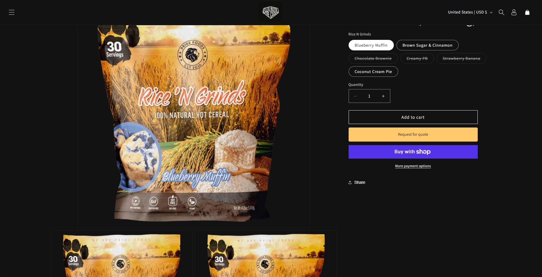 Flex Nutrition product page built by MyVA