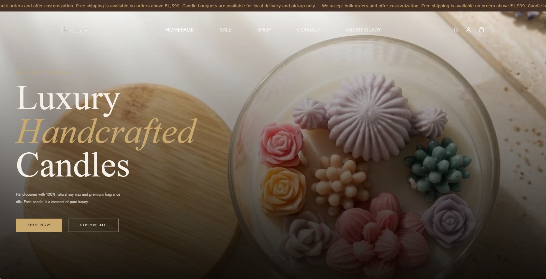 It's Me Glady Shopify store homepage designed by MyVA