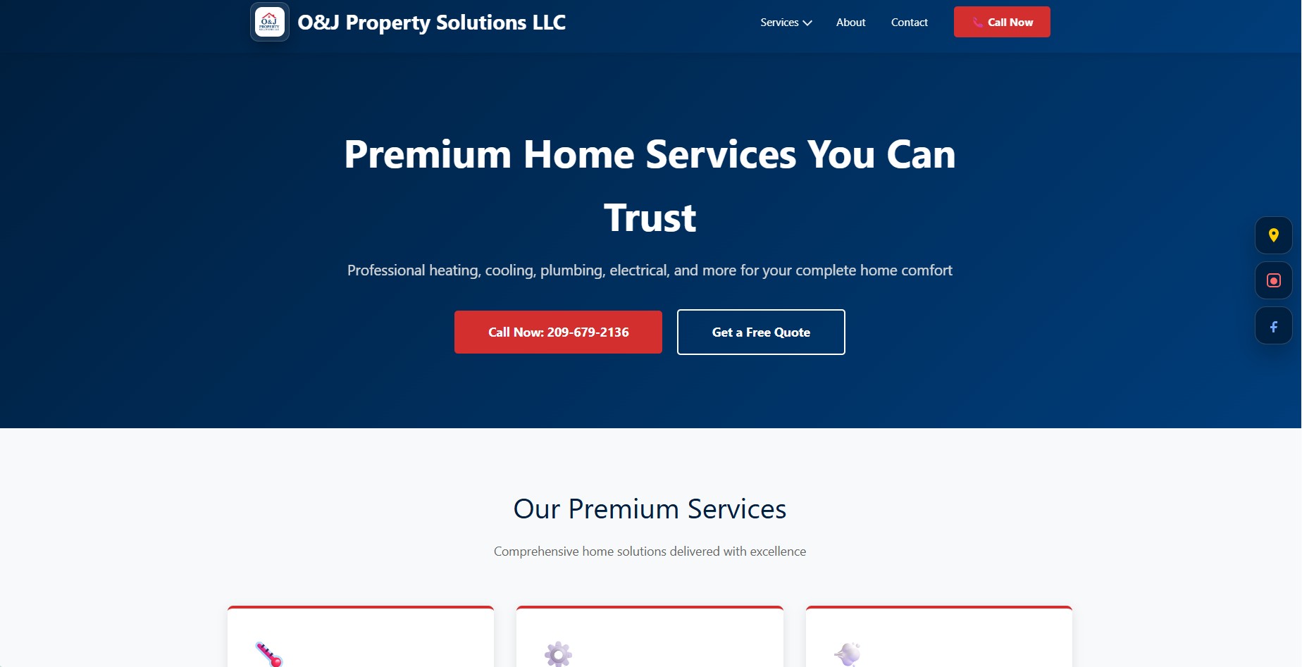 O&J Property Solutions website homepage upgraded by MyVA
